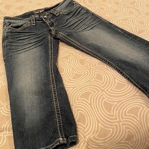 Soho capris, denim blue with rhinestones, cotton blend, 4